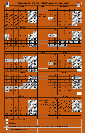 Calendario Escolar Comunidad de Madrid 2025-26